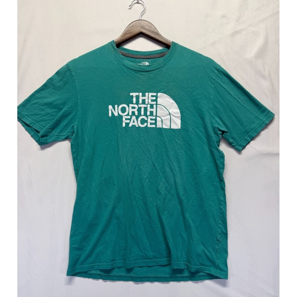 The North Face T Shirt Mens Small Green Graphic Half Dome‎ Logo Standard Fit